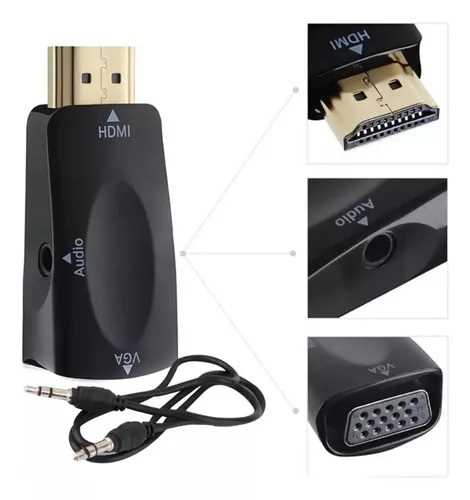 CABLE CONVERSOR DE HDMI MACHO A VGA HEMBRA Y AUDIO AUXILIAR INT.CO